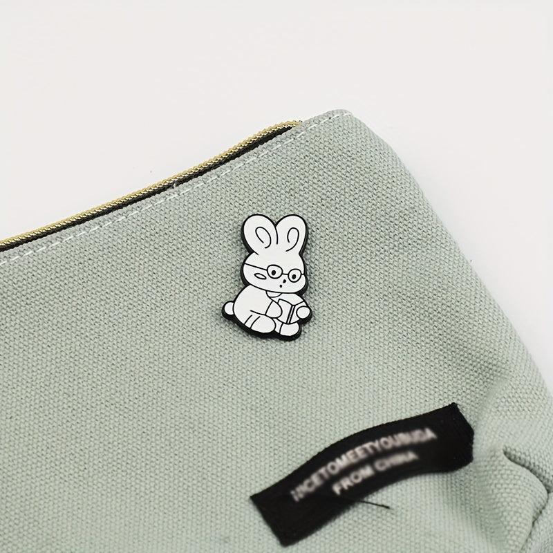 Cute Rabbit Glasses Brooch Pin Cartoon Badge for Backpacks Sweaters Jackets