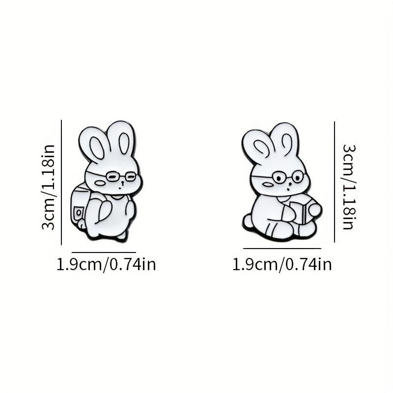 Cute Rabbit Glasses Brooch Pin Cartoon Badge for Backpacks Sweaters Jackets