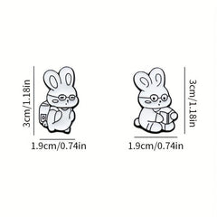 Cute Rabbit Glasses Brooch Pin Cartoon Badge for Backpacks Sweaters Jackets