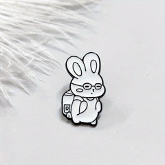 Cute Rabbit Glasses Brooch Pin Cartoon Badge for Backpacks Sweaters Jackets