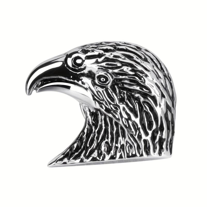 Silver Retro Eagle Head Brooch Men Jewelry Gift Pin Suit Collar Pin Metal Corsag
