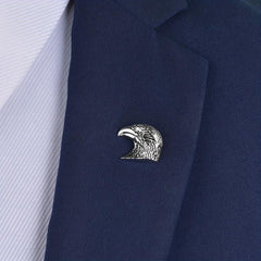 Silver Retro Eagle Head Brooch Men Jewelry Gift Pin Suit Collar Pin Metal Corsag