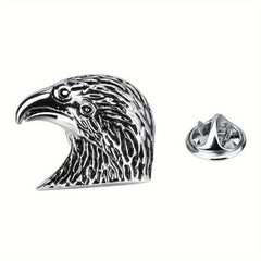 Silver Retro Eagle Head Brooch Men Jewelry Gift Pin Suit Collar Pin Metal Corsag