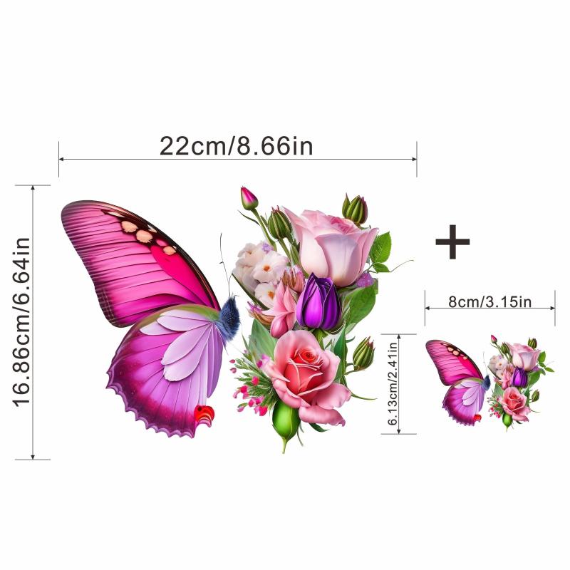Butterfly Rose Flower Iron Patches for Men DIY Clothes Pillow Bag