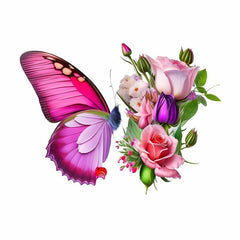 Butterfly Rose Flower Iron Patches for Men DIY Clothes Pillow Bag
