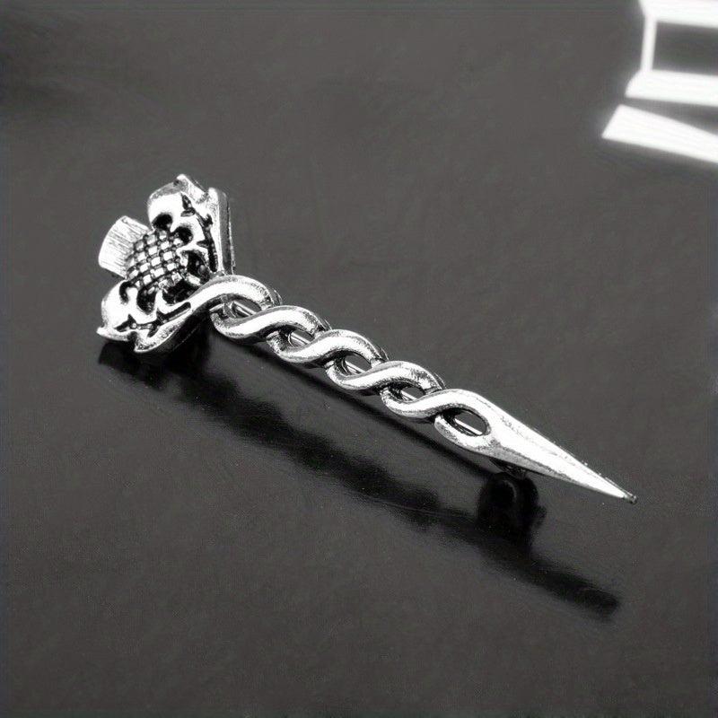 Vintage Lion Sword Brooch Men's Gift