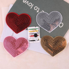 5pcs Sequin Love Embroidery Patches For Girls Clothing DIY Ironing Stickers