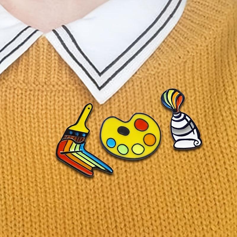 Palette Pigment Brush Paint Pen Painter Brooch Gift