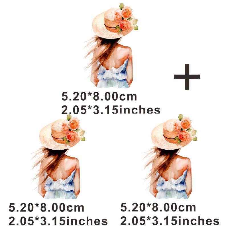 Women Back Shadow Hot Sticker On T Shirt DIY Washable Iron On Transfer