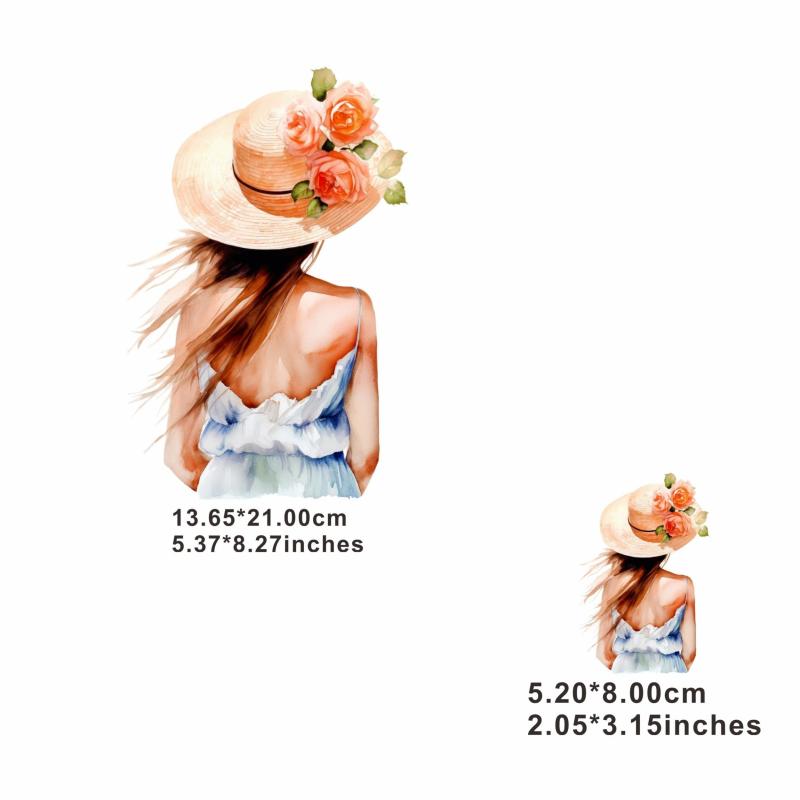 Women Back Shadow Hot Sticker On T Shirt DIY Washable Iron On Transfer