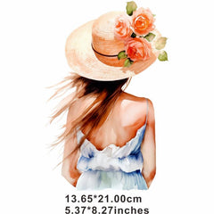 Women Back Shadow Hot Sticker On T Shirt DIY Washable Iron On Transfer