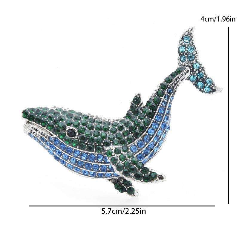 Rhinestone Whale Fish Brooches Dolphin Animal Pins for Men