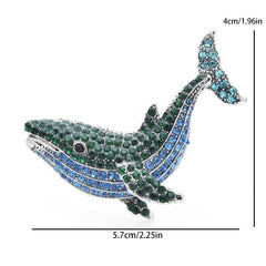 Rhinestone Whale Fish Brooches Dolphin Animal Pins for Men