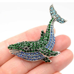 Rhinestone Whale Fish Brooches Dolphin Animal Pins for Men