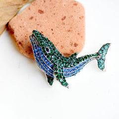 Rhinestone Whale Fish Brooches Dolphin Animal Pins for Men