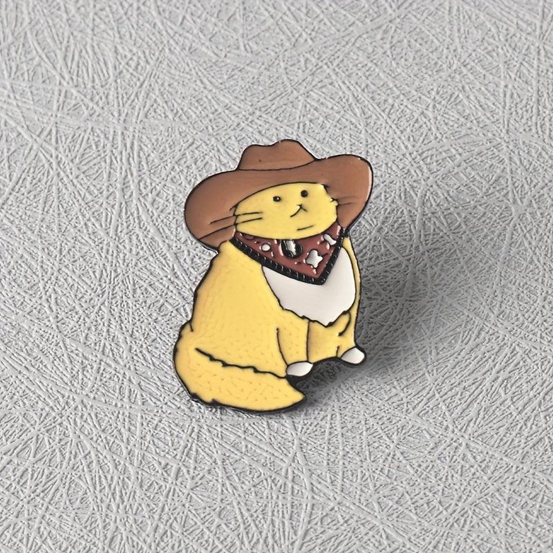 Western Cowboy Cat Mister Brooch 3D Pride Cat Collar Pin