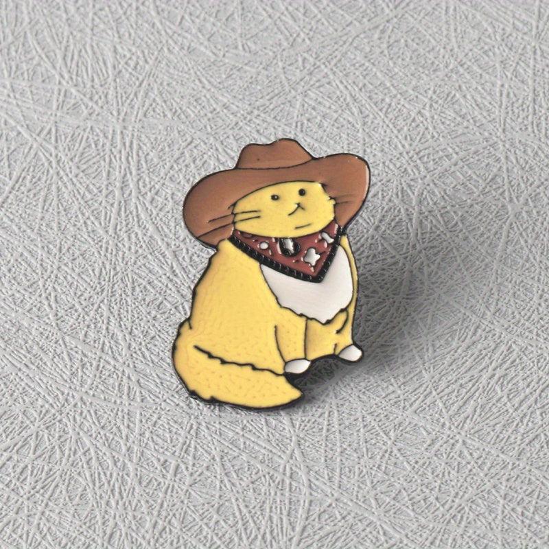 Western Cowboy Cat Mister Brooch 3D Pride Cat Collar Pin