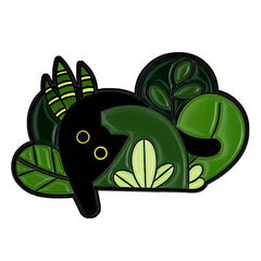 Cat Plant Enamel Pin Leaf Brooch Flower Jewelry Lapel Pin