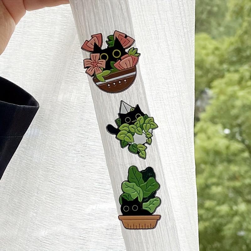 Cat Plant Enamel Pin Leaf Brooch Flower Jewelry Lapel Pin