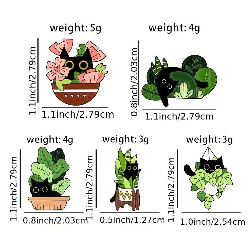 Cat Plant Enamel Pin Leaf Brooch Flower Jewelry Lapel Pin