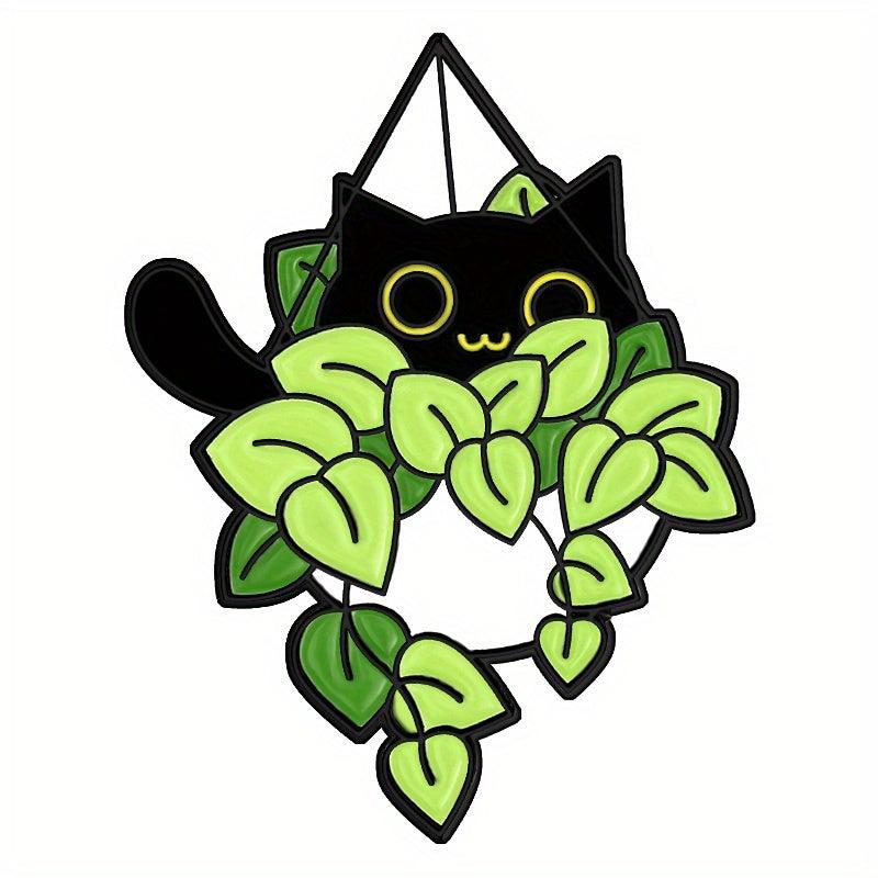 Cat Plant Enamel Pin Leaf Brooch Flower Jewelry Lapel Pin