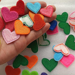 Mix Embroidered Heart Patches Small Love Heart Stickers DIY Fabric Appliques