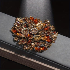 Champagne Rhinestone Flower Brooch for Women