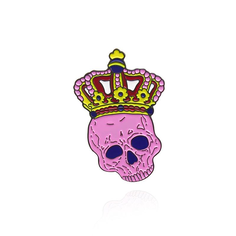 Pink Skull Rabbit Brooch with King Crown