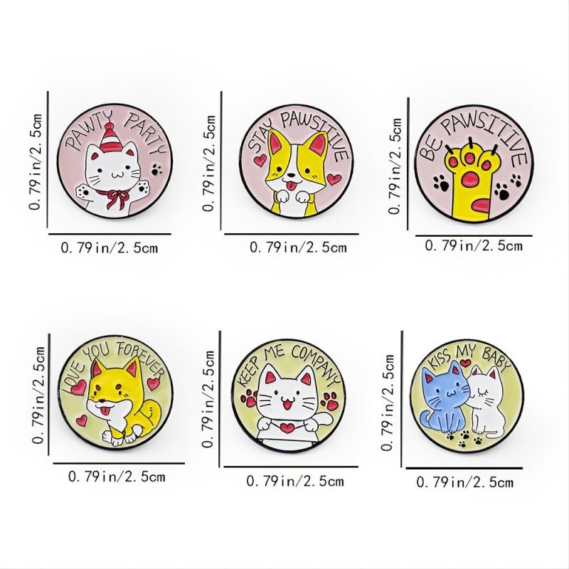 Round Cat And Dog Paw Brooch, 6 Styles