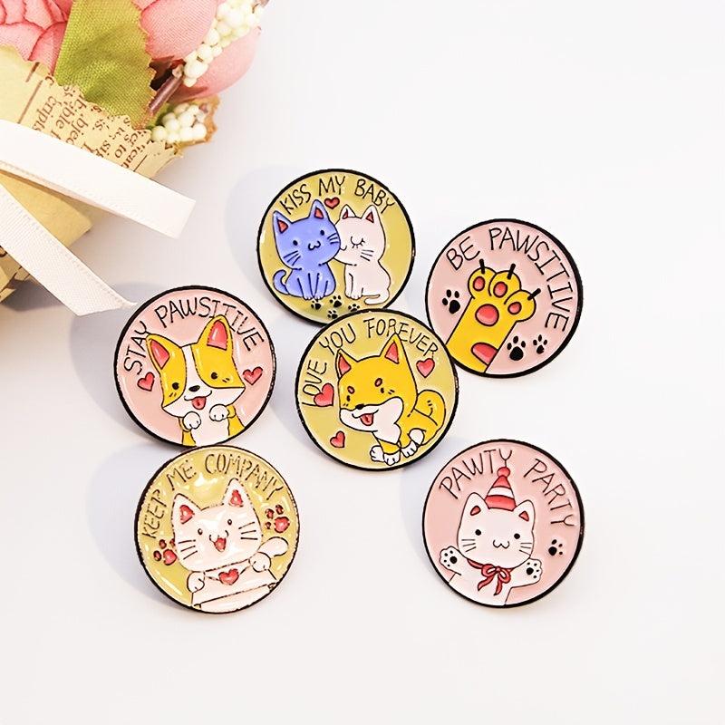 Round Cat And Dog Paw Brooch, 6 Styles