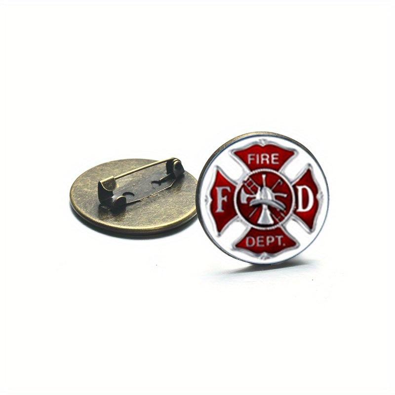Fire Dept. Pattern Brooch in Silver/Bronze