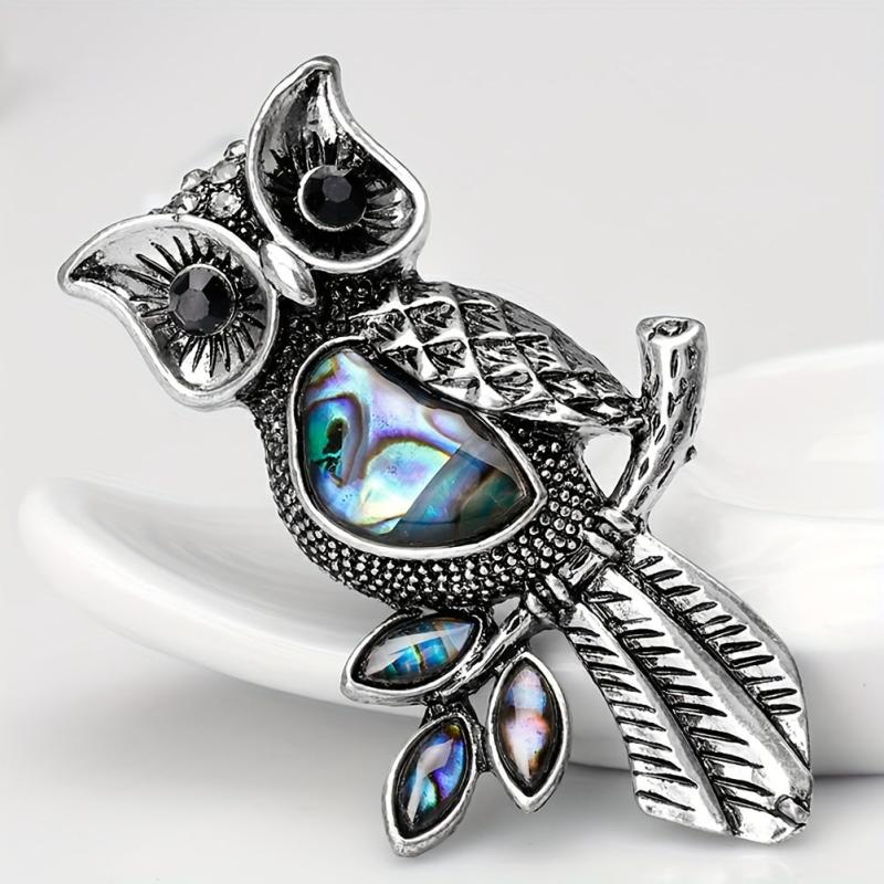 Vintage Owl Shell Enamel Pin Brooch For Men Wedding Bouquets