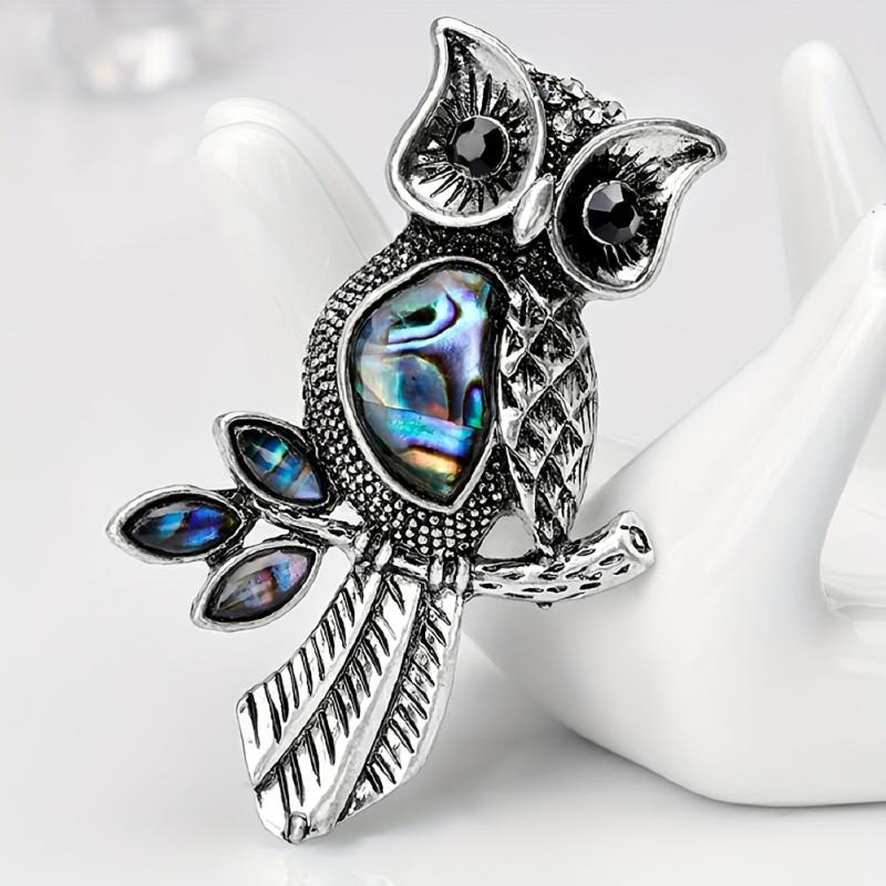 Vintage Owl Shell Enamel Pin Brooch For Men Wedding Bouquets