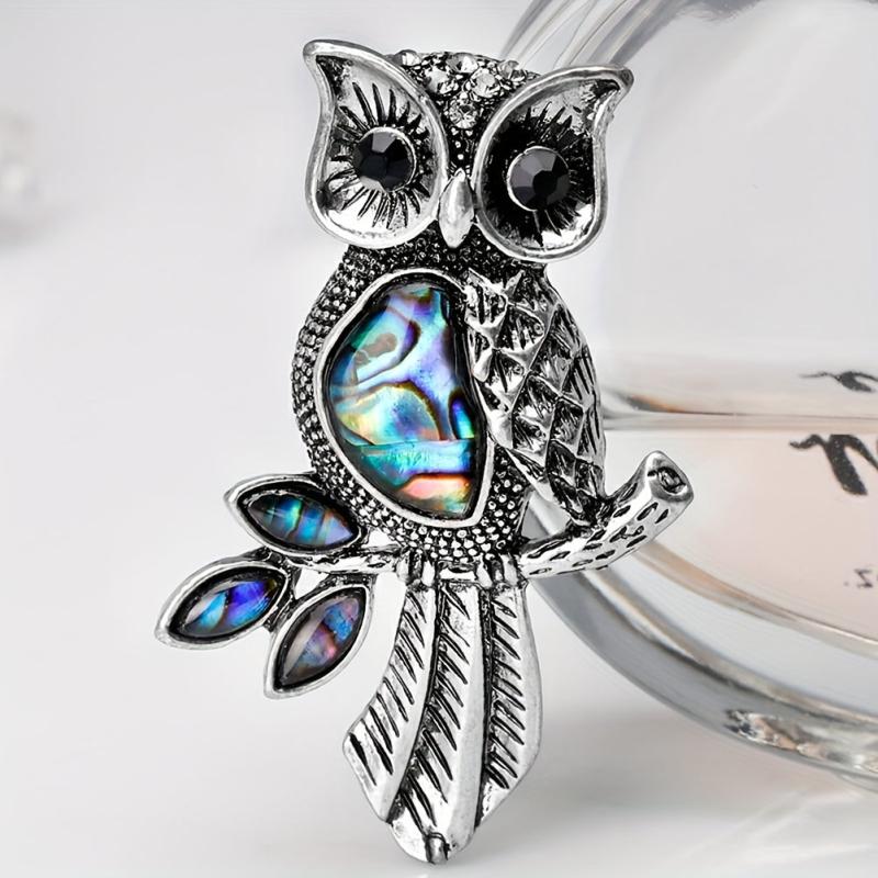 Vintage Owl Shell Enamel Pin Brooch For Men Wedding Bouquets