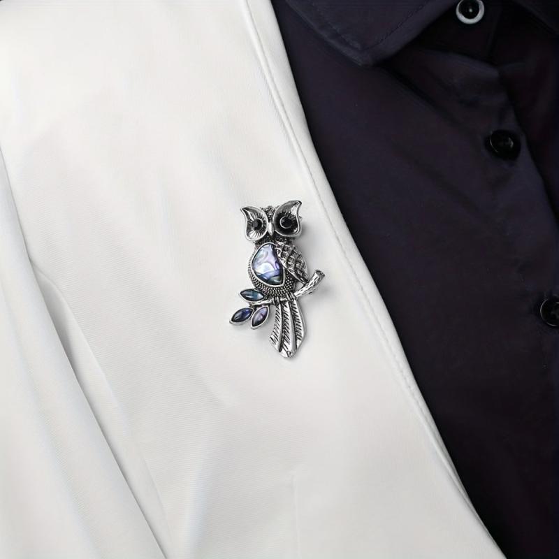 Vintage Owl Shell Enamel Pin Brooch For Men Wedding Bouquets