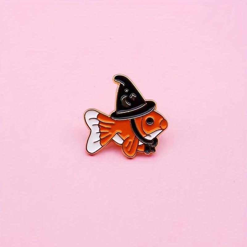 Little Fish Wearing Pointed Hat Goldfish Brooch Birthday Christmas Gift