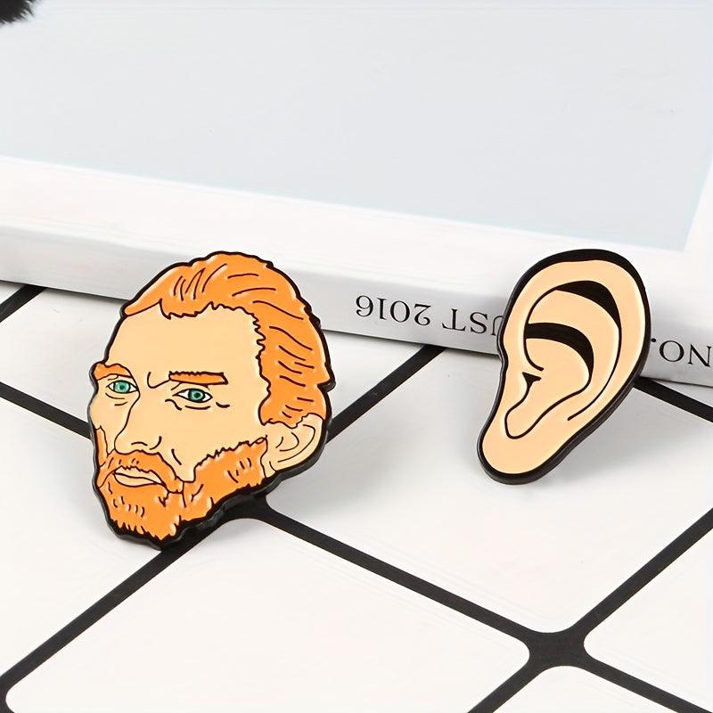 Cartoon Bearded Head Ear Ornaments Brooch