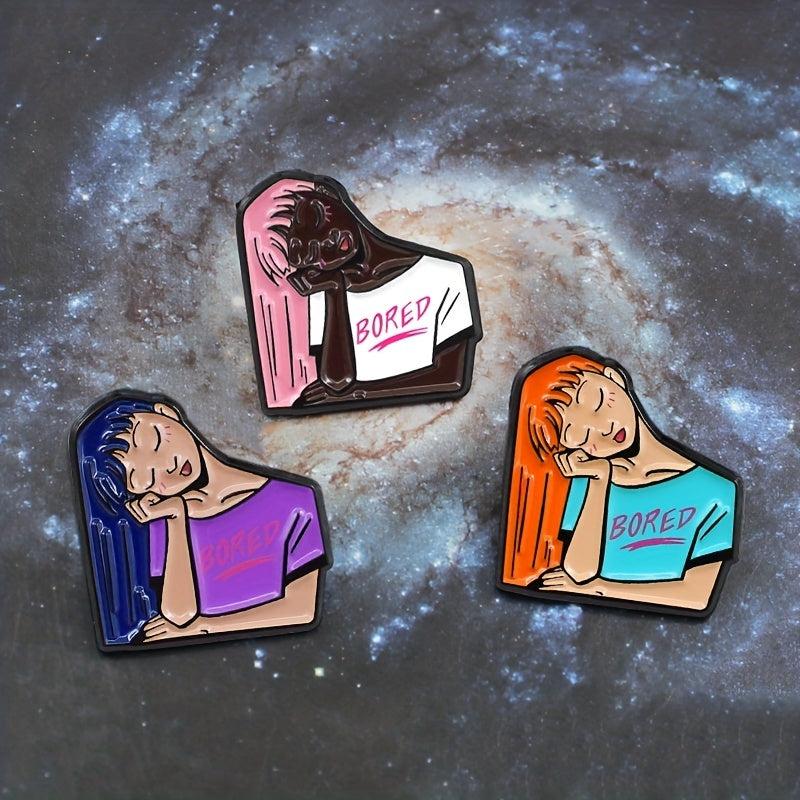 Girl Squint Jewelry Brooch Enamel Pin Hat Bag Lapel Pins Badges