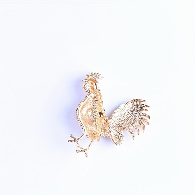 Rhinestone Chicken Rooster Brooch Pin Enamel Animal Lapel Pin
