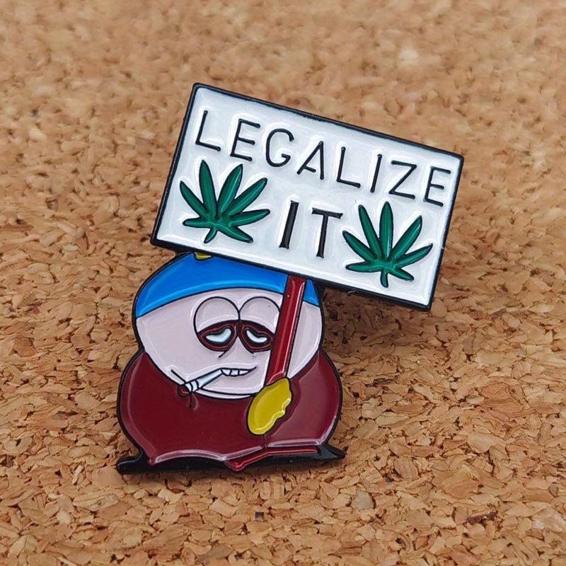Legalize It Cartoon Brooch Men's Accessory