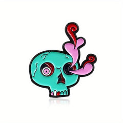 Cartoon Skull Flower Arrangement Brooch Red Flowers Pins