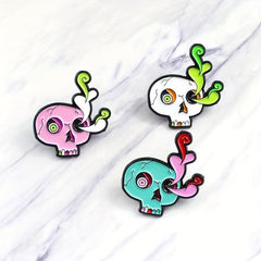 Cartoon Skull Flower Arrangement Brooch Red Flowers Pins