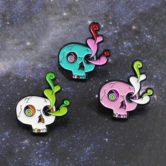 Cartoon Skull Flower Arrangement Brooch Red Flowers Pins