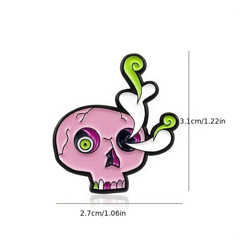 Cartoon Skull Flower Arrangement Brooch Red Flowers Pins
