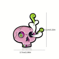 Cartoon Skull Flower Arrangement Brooch Red Flowers Pins