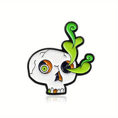 Cartoon Skull Flower Arrangement Brooch Red Flowers Pins