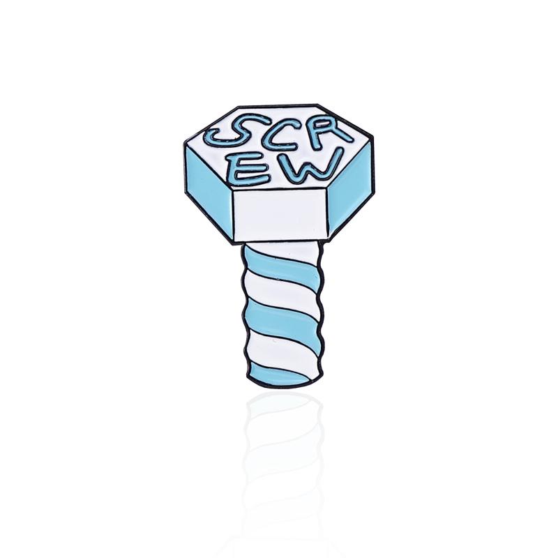 Cartoon Wrench Screws Bolt Tool Model Brooch