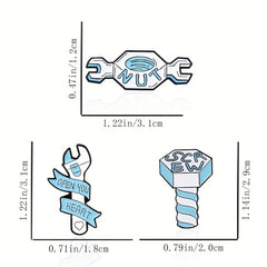 Cartoon Wrench Screws Bolt Tool Model Brooch