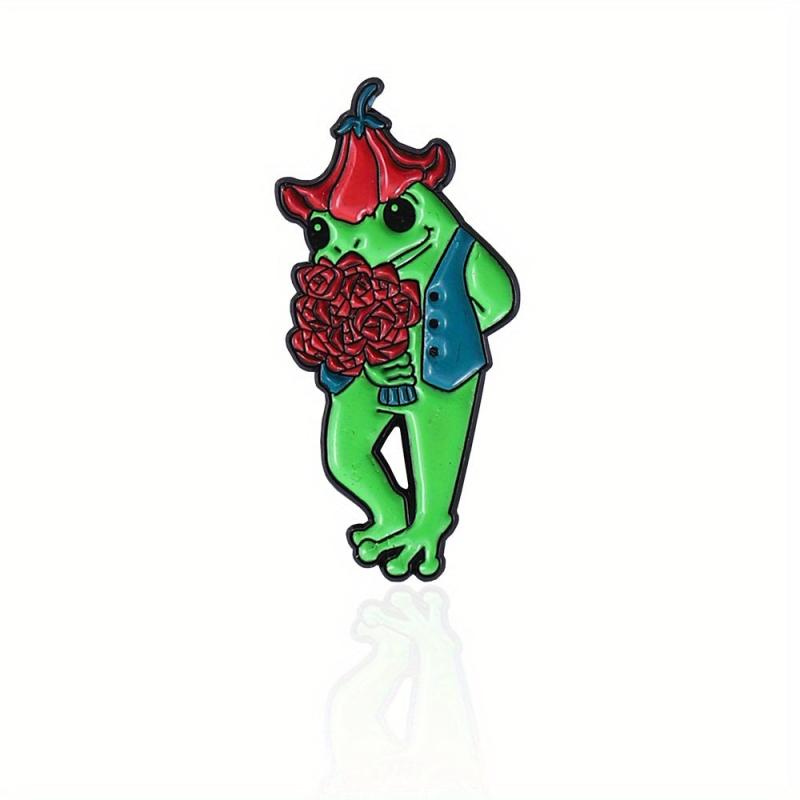 Frog Shaped Green Brooch Alloy Cartoon Pin