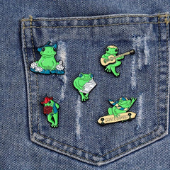 Frog Shaped Green Brooch Alloy Cartoon Pin